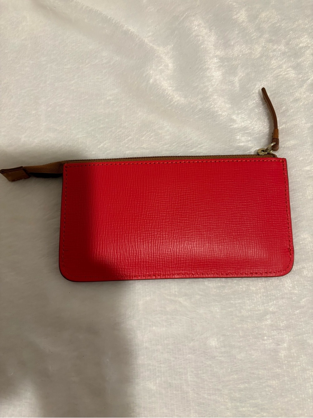 Dooney & Bourke Red Leather Wristlet with Brown Trim - Picture 3 of 11